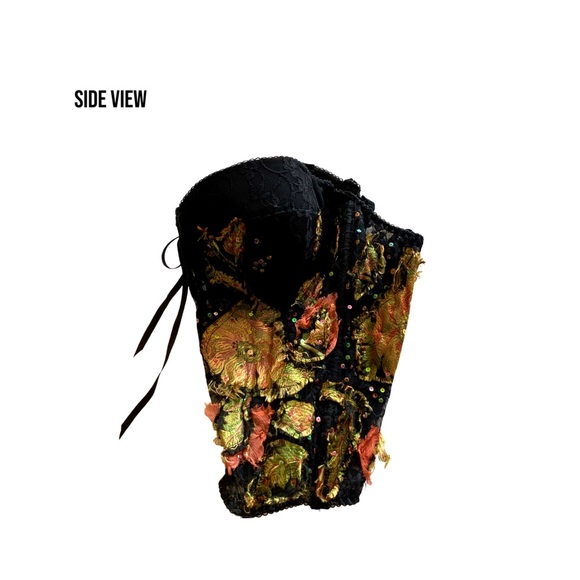 Vintage Alberto Makali Avant Garde Archival Lace Silk Apliqué Bustier Corset Top - Picture 6 of 14